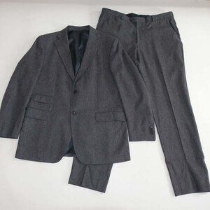 Massimo Dutti Men's 2 Button Suit Size 44 Regular 38 x 33 Charcoal Gray Wool 44R